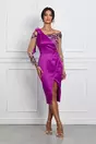 Rochie MBG magenta cu broderie pe maneci