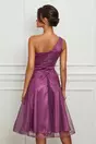 Rochie MBG mov din tull cu accesorii in talie si pe umar