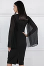 Rochie MBG neagra cu maneci din voal si accesoriu in talie