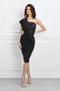 Rochie MBG neagra cu paiete la bust si funda in talie