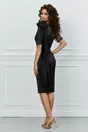 Rochie MBG neagra din satin cu aplicatie maxi pe umar