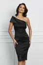Rochie MBG neagra pe un umar cu dantela la baza