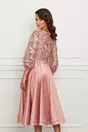 Rochie MBG roz cu fusta din satin si crepeu maxi