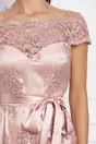 Rochie MBG roz din dantela cu lungime asimetrica