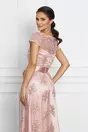 Rochie MBG roz din dantela cu lungime asimetrica