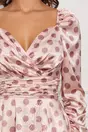Rochie MBG roz din satin cu buline lila