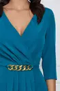 Rochie MBG turcoaz cu peplum si accesoriu in talie