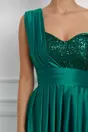 Rochie MBG verde asimetrica cu paiete la bust