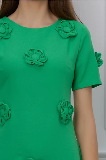 Rochie MBG verde cu flori 3D