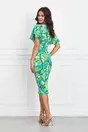 Rochie MBG verde cu imprimeuri galbene