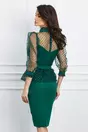 Rochie MBG verde cu tull la bust si peplum in talie