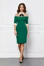 Rochie MBG verde cu tull si funda la bust