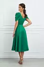 Rochie MBG verde cu umeri bufanti si broderie in talie