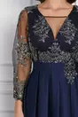 Rochie Mella bleumarin cu broderie argintie la bust