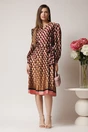 Rochie midi office de zi cu imprimeu bordo