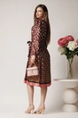 Rochie midi office de zi cu imprimeu bordo
