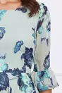 Rochie Mira verde mint din voal cu flori bleumarin