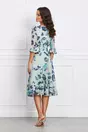 Rochie Mira verde mint din voal cu flori bleumarin
