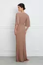 Rochie Mirabela bej cu glitter si accesoriu in talie