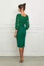 Rochie Mirabela verde cu imprimeuri negre catifelate la bust