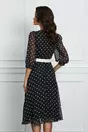 Rochie Miruna neagra cu buline si curea in talie