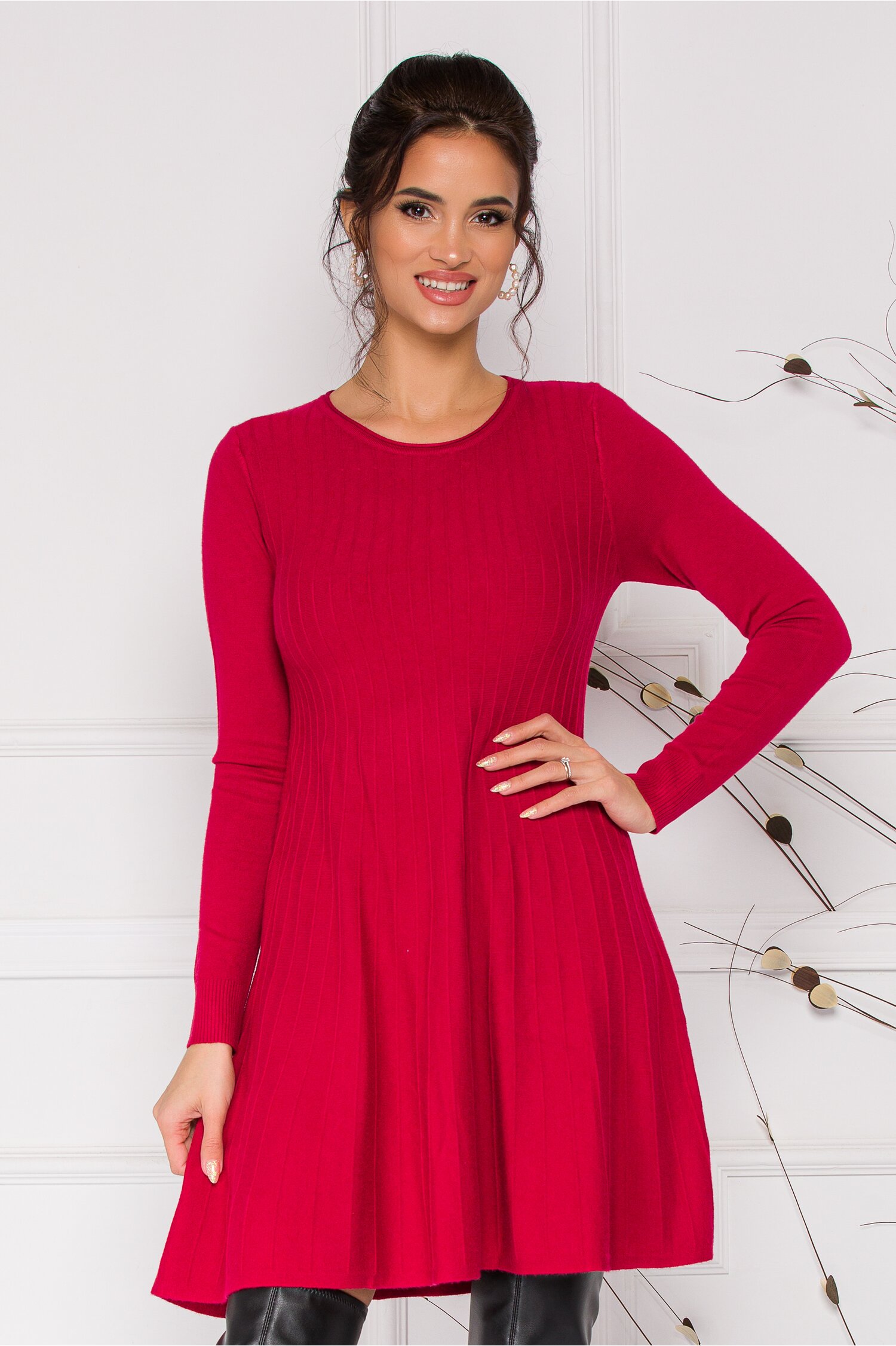 Rochie Miruna rosie din tricot