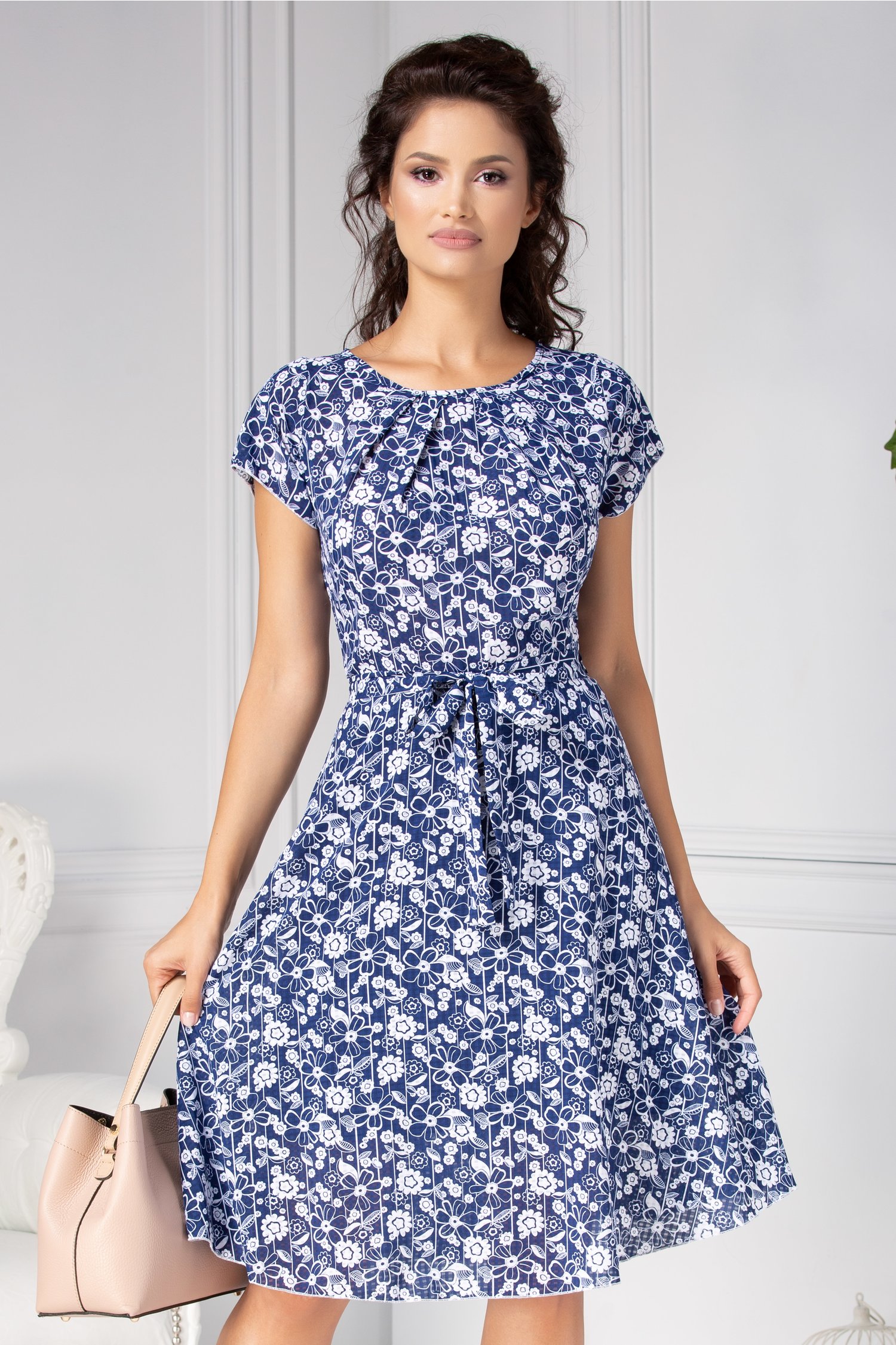 Rochie Missa bleumarin cu floricele