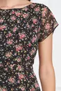 Rochie Missa neagra cu imprimeu floral roz
