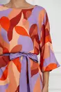 Rochie Monita portocalie cu imprimeuri lila