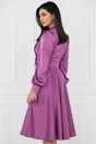 Rochie mov din satin cu pliuri pe bust si buzunare functionale