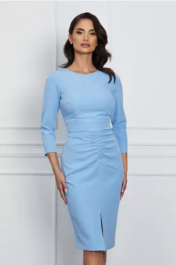 Rochie Moze bleu cu fronseu pe fusta