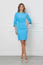 Rochie Moze bleu cu maneci trei sferturi si crepeu la spate