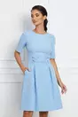 Rochie Moze bleu cu nasturi pe talie si buzunare