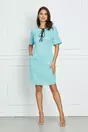 Rochie Moze bleu cu snur negru la decolteu