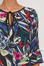 Rochie Moze bleumarin  cu flori magenta si rosii