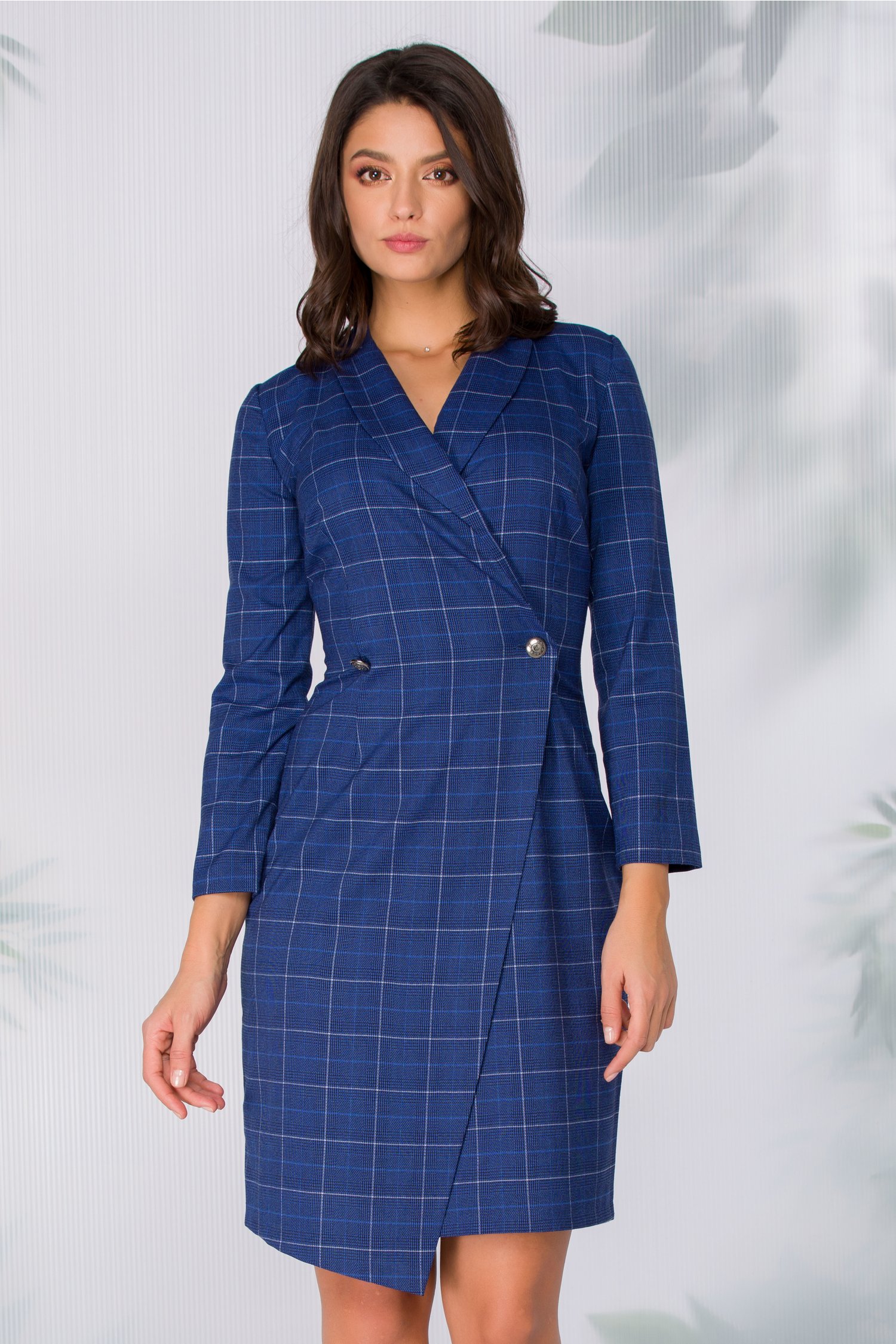Rochie moze bleumarin in carouri