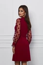 Rochie Moze bordo cu maneci din tulle cu buline