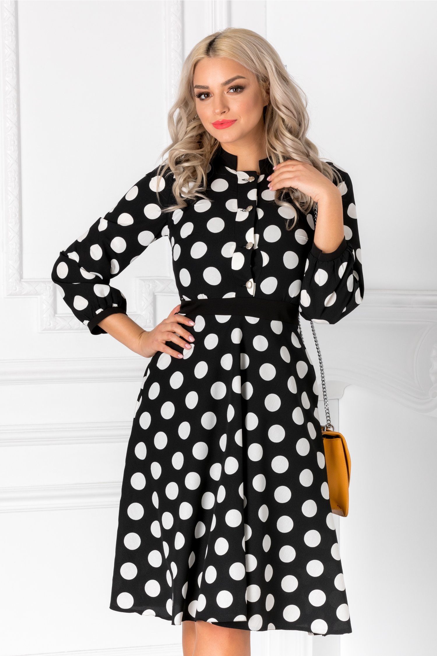 Rochie Moze City neagra cu buline