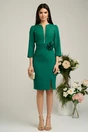 Rochie Moze conica verde cu decolteu si detaliu floral in talie