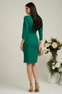 Rochie Moze conica verde cu decolteu si detaliu floral in talie