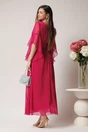 Rochie Moze de ocazie din voal fucsia cu decolteu
