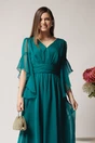 Rochie Moze de ocazie din voal verde cu decolteu