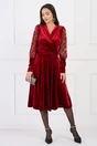 Rochie Moze eleganta din catifea burgundy cu maneci din dantela