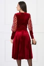 Rochie Moze eleganta din catifea burgundy cu maneci din dantela