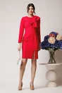 Rochie Moze eleganta din stofa fucsia cu funda maxi pe bust
