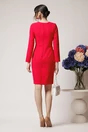 Rochie Moze eleganta din stofa fucsia cu funda maxi pe bust
