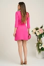 Rochie Moze eleganta din stofa fucsia cu perla la bust si in talie