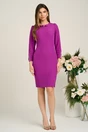 Rochie Moze eleganta din stofa mov cu perle la maneci, 3, dyfashion.ro
