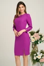 Rochie Moze eleganta din stofa mov cu perle la maneci, 1, dyfashion.ro