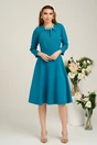 Rochie Moze eleganta din stofa turcoaz accesorizata cu perle la decolteu